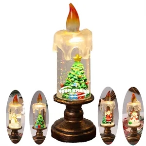 Christmas Snow Globe Candle With Flickering LED Light