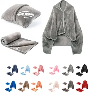 Custom Logo 2-in-1 Multifunctional Thickened Shawl Pillow Blanket