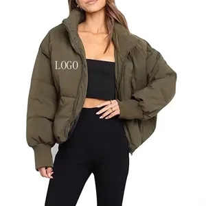 Custom Logo Women's Puffer Coat Loose Fit Casual Short Style