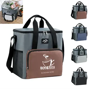 Custom Logo 16-Can Color-Block 600D Oxford Insulated Cooler Bag