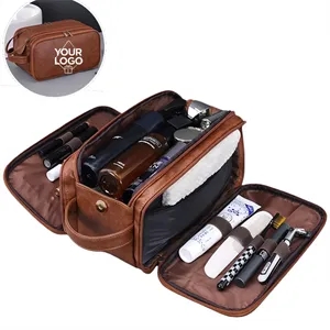 Men PU Travel Toiletry Bag Shaving Organizer Water-resistant