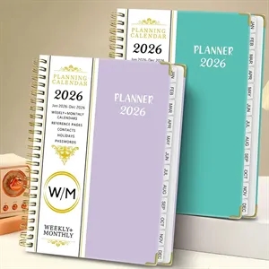 Custom Logo 2026 A5 12-Month Spiral Daily Planner Agenda Notebook