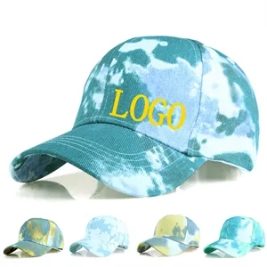 Custom Logo 6 Panel Adjustable Tie-Dye Camouflage Baseball Cap