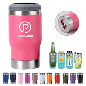Custom Logo 14oz 4 in 1 stainless steel insulated can cooler with 2 lids