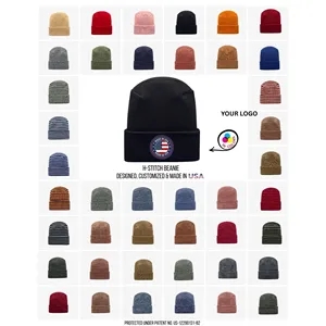 Custom Logo Made in USA Beanie, Winter Hat, Custom Beanies H-Stitch hat