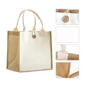 Cotton Canvas Jute Tote Bag For Grocery