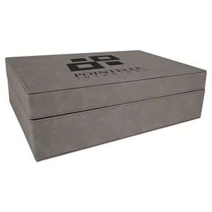 12.25" x  8.25" Gray Leatherette Premium Gift Box