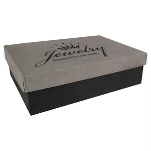 9.75" x 7" Gray Gift Box with Leatherette Lid