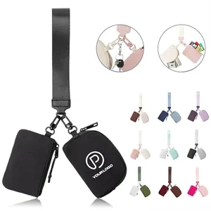Custom Logo Mini wristlet wallets dual detachable keychain coin purse