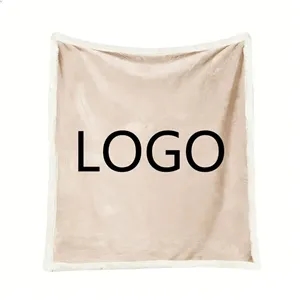 Custom Logo Custom Sherpa Fleece Throw Blanket 39" x 59"