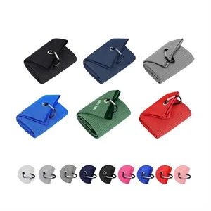 Custom Logo Microfiber Fabric Golf Towel With Carabiner Clip