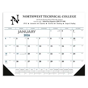 Triumph® Calendars Blue & Black Desk Pad with Vinyl Corners