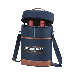 Custom Logo Classic Insulated Double Wine Cooler Bag