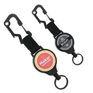 Custom Logo Outdoor Carabiner Round Badge Reel w/ Keyring