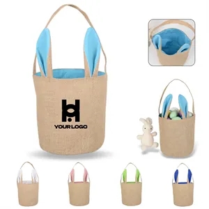 Easter bunny basket burlap bags with ears stand  for kids