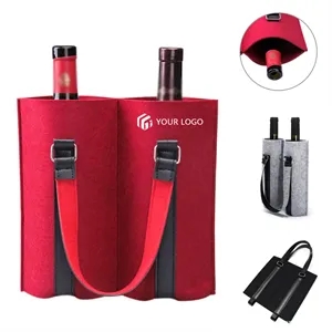 Durable Party Favors Felt 2-Wine Bottle Beer Tote Bag