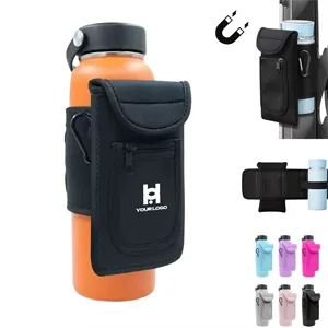 Custom Logo Magnetic water bottle holder with key & phone pouch for gym