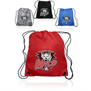 Custom Logo Classic Polyester Drawstring Bags