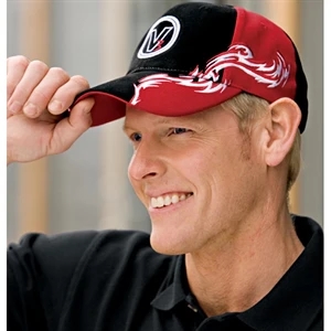 Port Authority Colorblock Racing Cap with Flames - Dark/All