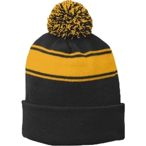 Sport-Tek Stripe Pom Pom Beanie