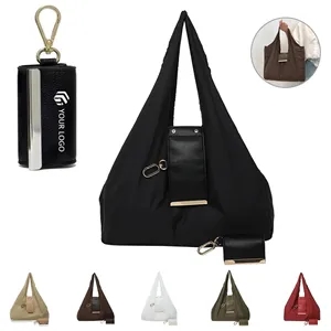 Travel shopping portable reusable foldable keychain tote bag