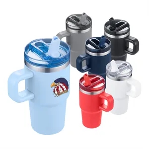 Custom Logo 20oz. Insulated Travel Mug with Straw Lid & Handle