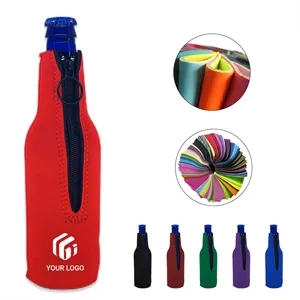 Custom Logo Non-slip thick neoprene beer bottle zip up cooler sleeves