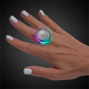 Silver Button LED Laser Ring mirror finish