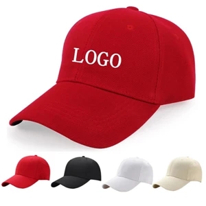 Embroidered Cotton Baseball Cap - Solid Color