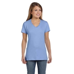 Hanes Ladies' 4.5 oz. Ringspun Cotton nano-T V-neck T-Shirt