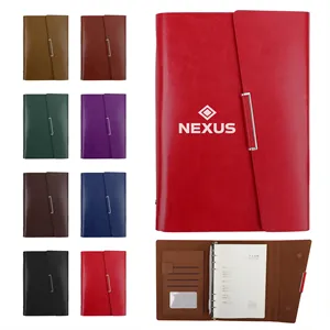 Custom Logo A5 PU Leather Binder Planner Notebook W/ Card Holder