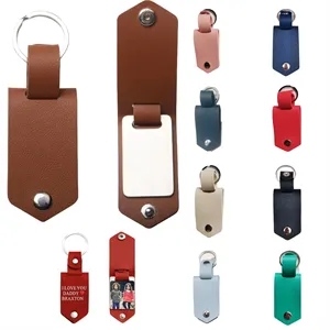 Custom Logo Leather Aluminum Keychain PU Creative
