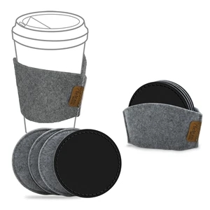 New Feltro Collection Leather and Felt Coaster Set