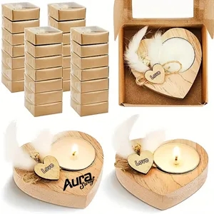 Wooden Heart Candle Holder Gift with Tealight
