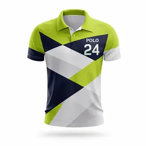 Custom Logo Short Sleeve Sublimated Jacquard Stripe Polo Shirt 160GSM