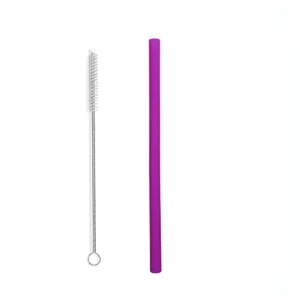 Reusable Straight Silicone Straw with Brush