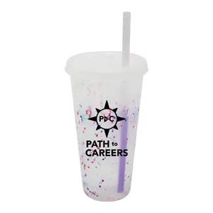 Mood™ 26 oz. Rainbow Confetti Tumbler with Lid and Straw