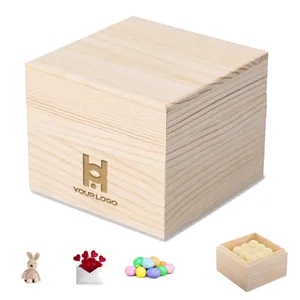 Wooden gift box eco-friendly 3.94" x3.94" for crafts wedding