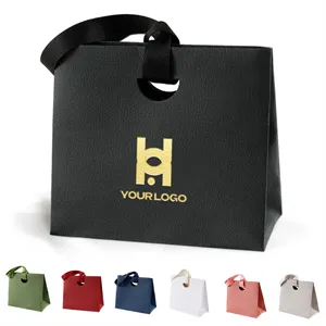 Paper gift bags with ribbon handle reusable birthday holiday