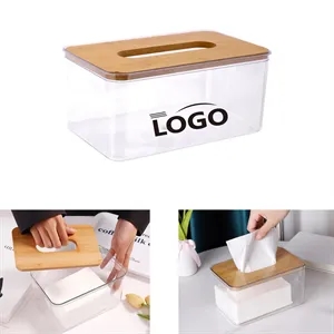 Bamboo Cover Acrylic Tissue Box