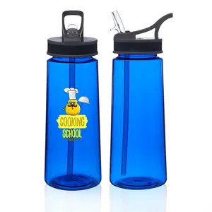 Custom Logo 22 oz. Sports Water Bottle With Straw