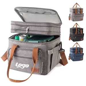 Custom Logo Double Deck Expandable Lunch Cooler Bag
