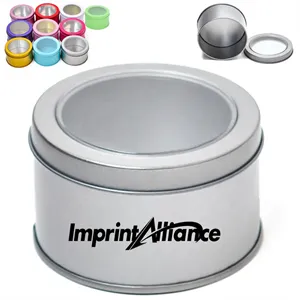 Round Metal Tin Canister with Clear Window Lid