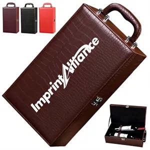 Luxury Double Bottle PU Leather Wine Gift Box with Handle