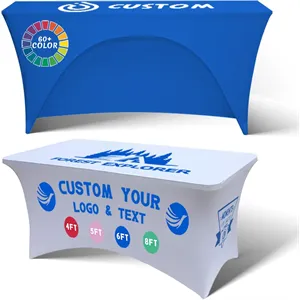 6' 8' Spandex Table Cover 3 Sides Open Back For Outdoor