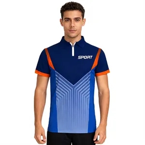 Custom Logo Men's Custom Performance Quarter Zip Polo Shirt (Full Color)