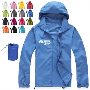 Custom Logo Lightweight Hooded Water Resistant Windbreaker Jacket