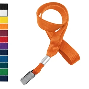 5/8" Blank Non-Breakaway Lanyard w Bulldog Clip, Flat Ribbed