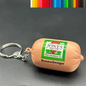 Custom Logo Logo Branded Sausage Stress Ball Keychain