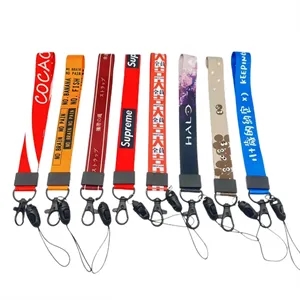 Custom Logo Custom Full Color Short Wrist Keychain Lanyard
